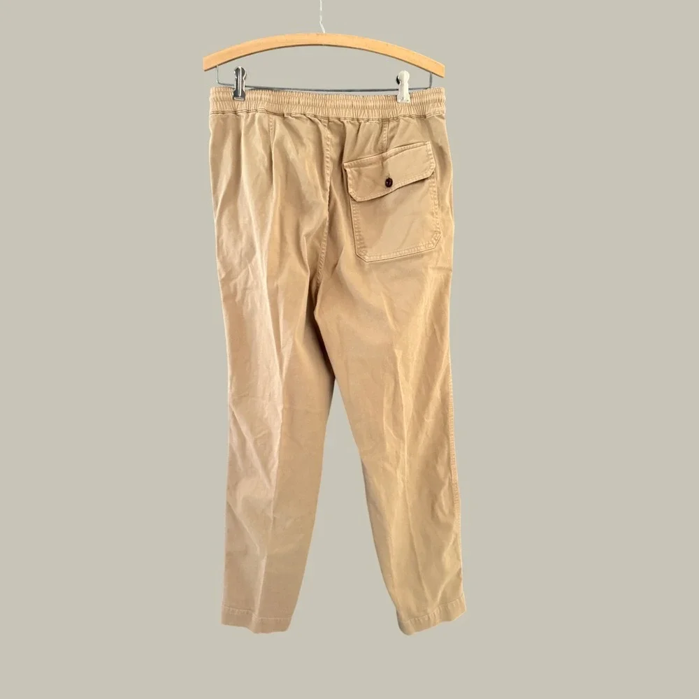 Banana Republic Mens Slim Fit Chino Pants Khaki Tan Elastic Waist Size M 30